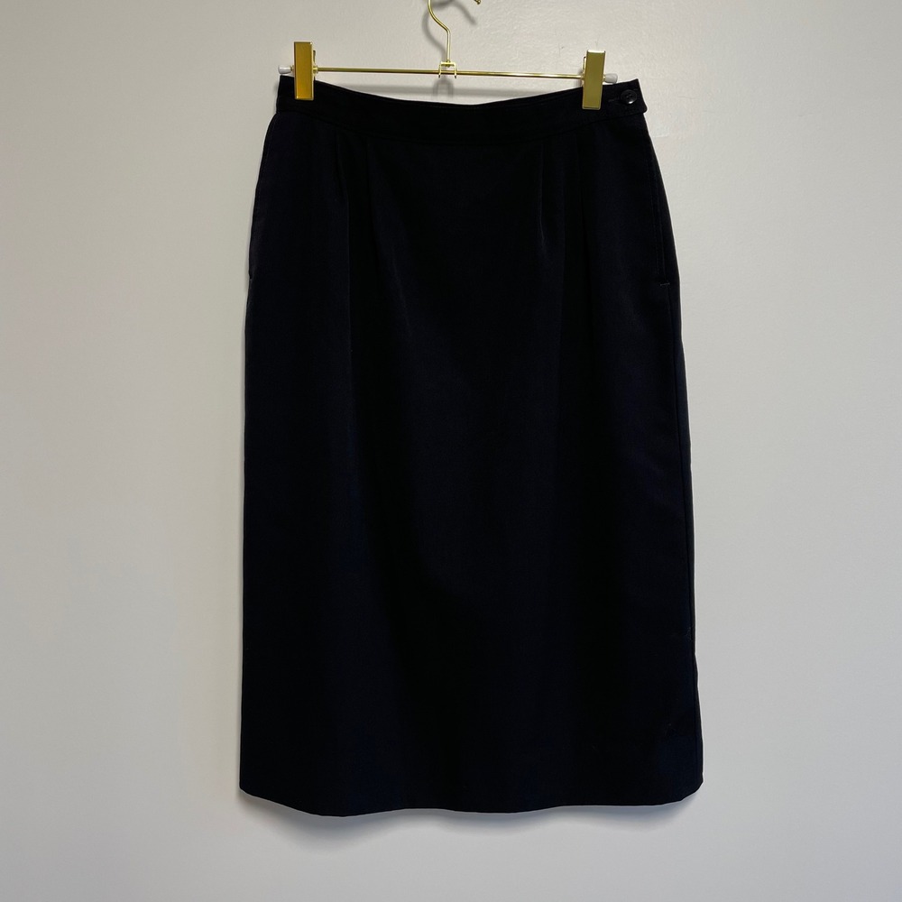 Pendleton 100% Virgin Wool Black Midi Skirt Pleated Vintage Made‎ USA Womens S